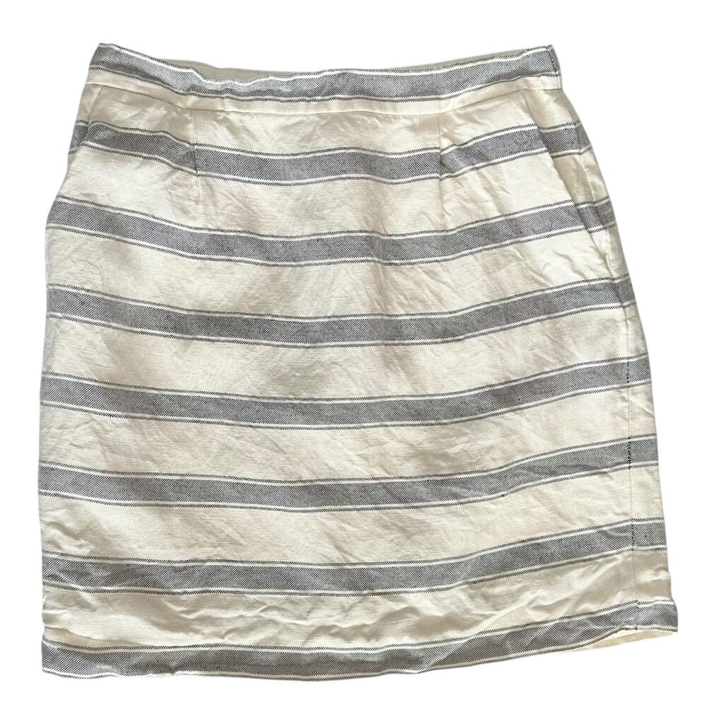 J. Crew Salon Mini Skirt in Stripe Linen A2841 Gray White Size 00 - Picture 3 of 7